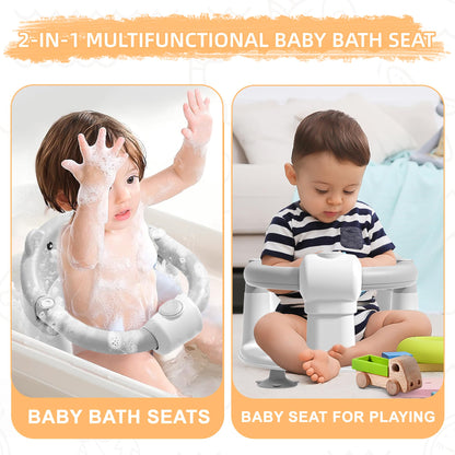 Baby Bath Seat for Babies 6 Months & Up, Toddler Bath Seats for Babies Sitting Up, Non-Slip Infant Bath Tub Chair with 4 Suction Cups & Soft Cushion for Shower, Compact Toddler Bathtub Seat, Pink