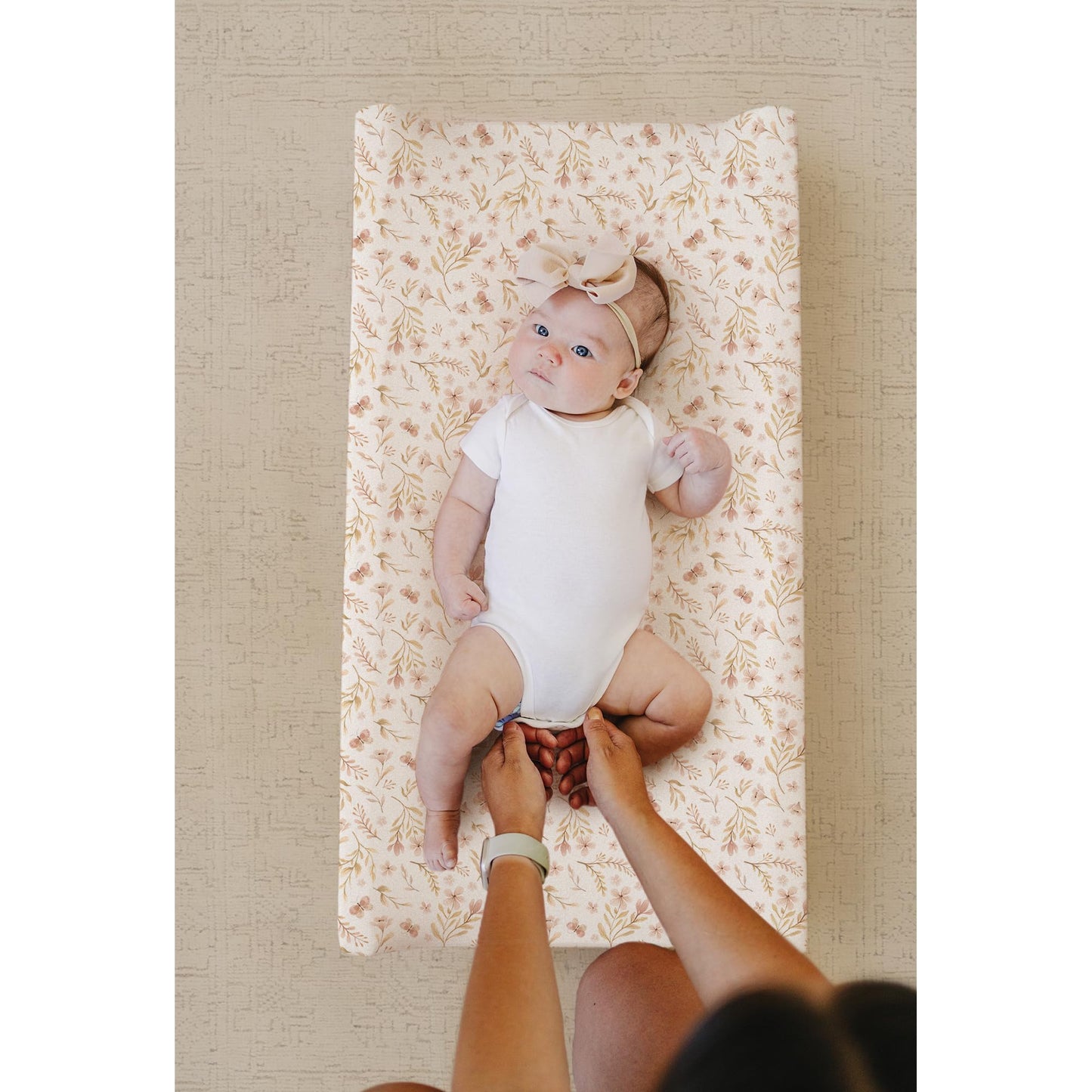 Konssy Minky Changing Pad Cover 2 Pack, Soft Minky Dots Plush Diaper Changing Table Cover Set, Breathable Changing Pad Sheets for Baby Girls Boys (Pink Spring, Blush)