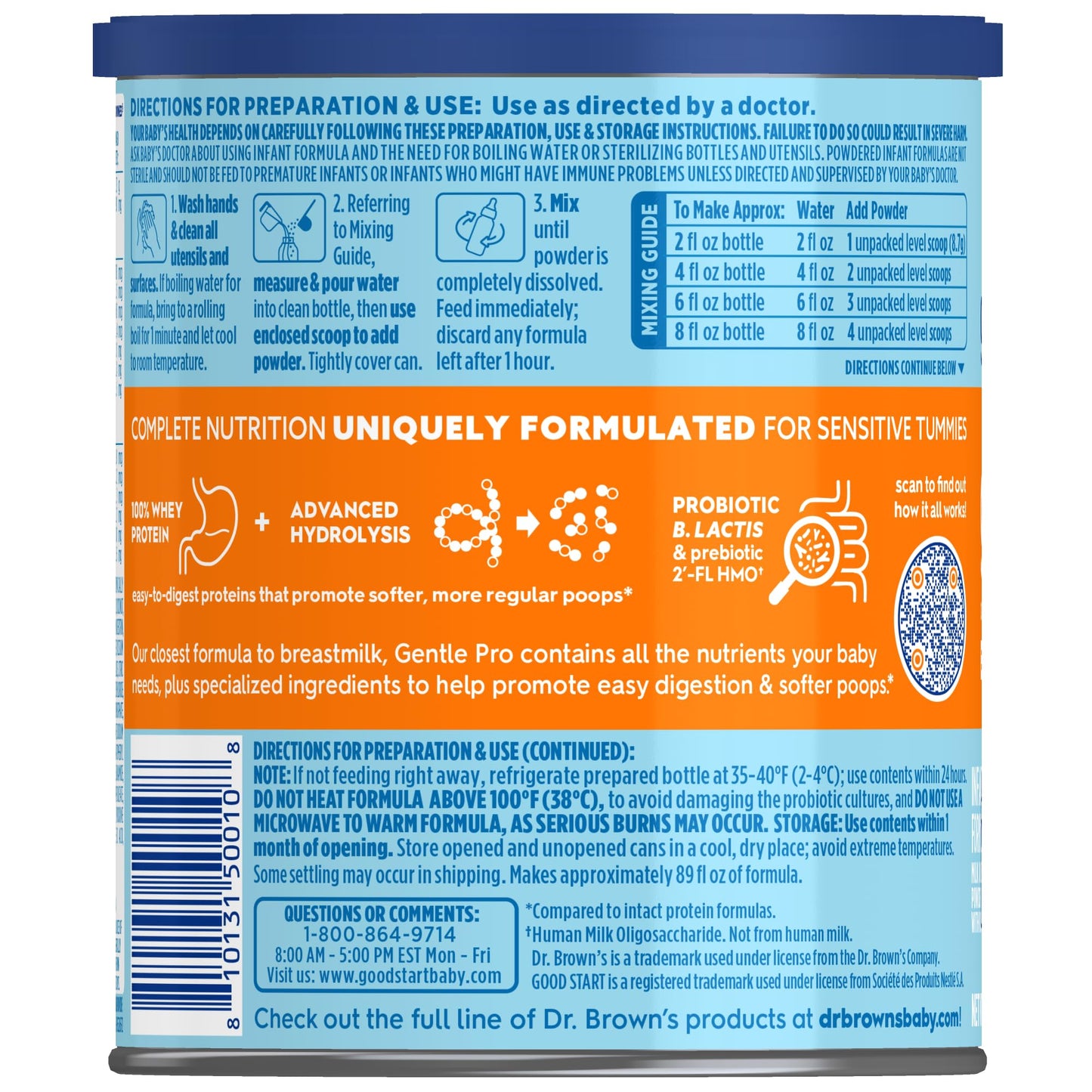 Good Start | Dr. Brown’s Gentle Pro, Baby Formula Powder, For Sensitive Tummies, Easy Digestion and Softer Poops, Infant Formula with Probiotics, DHA, Non-GMO, 20 Ounce