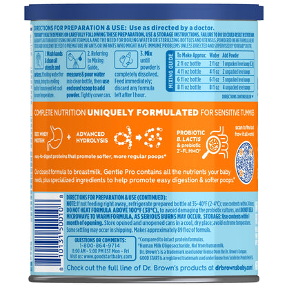 Good Start | Dr. Brown’s Gentle Pro, Baby Formula Powder, For Sensitive Tummies, Easy Digestion and Softer Poops, Infant Formula with Probiotics, DHA, Non-GMO, 20 Ounce