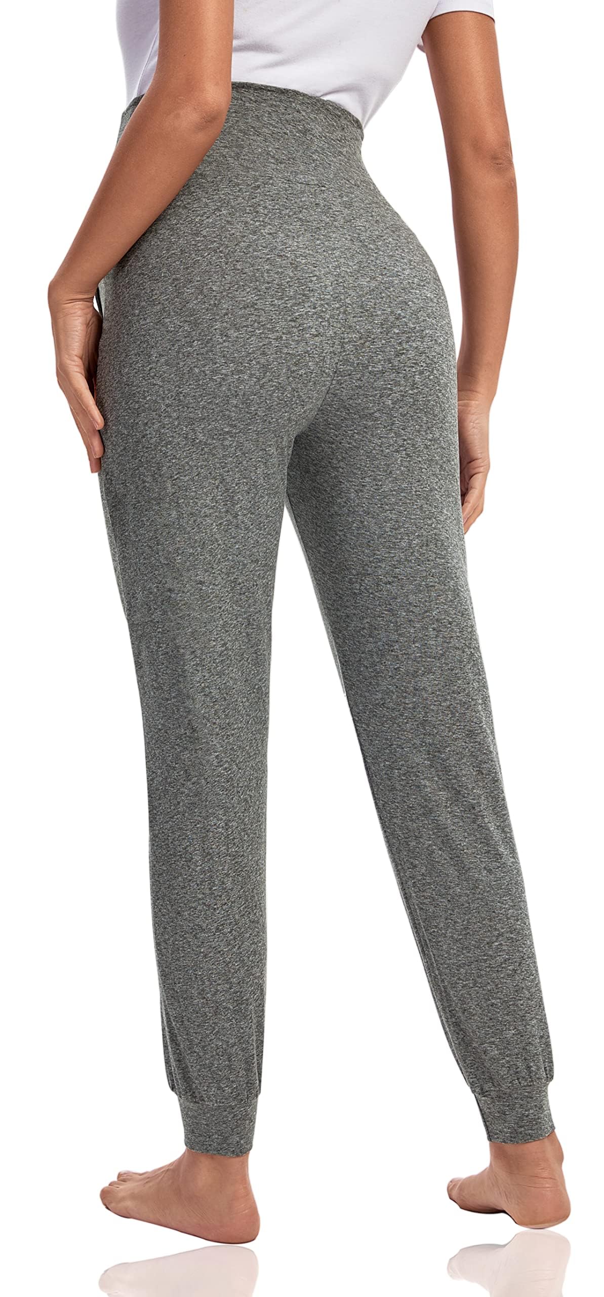 V VOCNI Women's Maternity Pants Maternity Activewear Jogger Track Cuff Sweatpants Over The Belly Stretchy Pregnancy Pants
