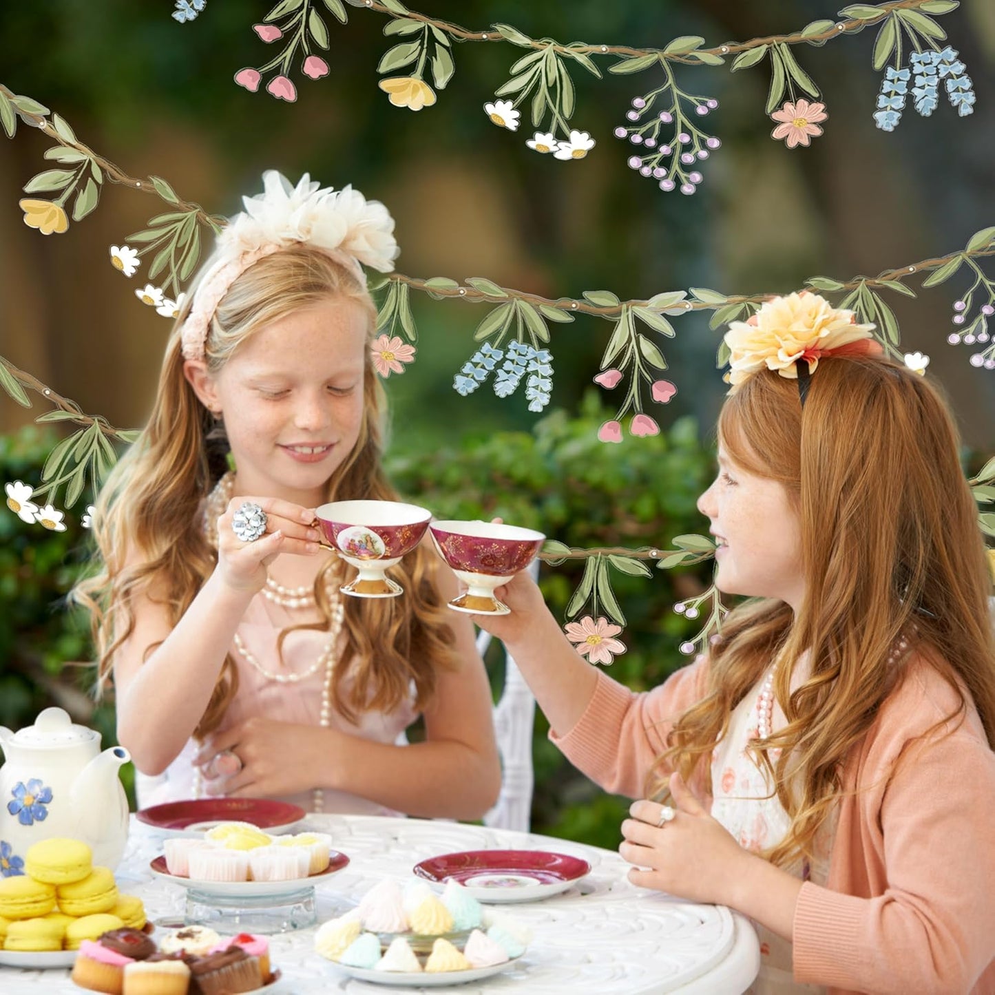 Cheerland Flower Banner Wildflower Garland for Enchanted Garden Party Woodland Theme Picnic Wedding Baby Shower Birthday Onederland Tea Party Supplies Girl Party Decorations