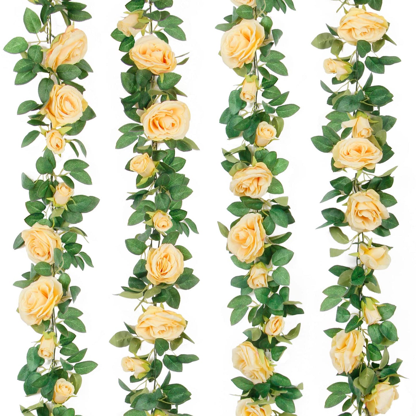 TELDRASSIL 4Pcs(26 FT) Artificial Rose Vine Fake Flower Garland Fake Silk Rose Hanging Vine for Wedding Party Background Arch Garden Background Decoration (Pink)