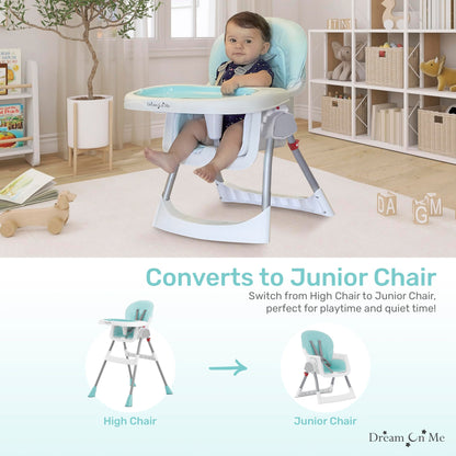 Dream On Me Portable 2-in-1 Tabletalk High Chair, Convertible Compact High Chair, Light Weight Portable Highchair, Grey