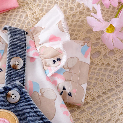 Baby Girl Clothes Suspender Skirt Newborn Ruffle Romper Cute Bear Jeans Dress Bow Headband Summer Outfits 0-18 Months