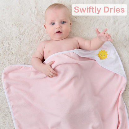 Viviland Baby Towels and Baby Wash Cloths Set Hooded Baby Towels Baby Wipes Absorbent Bath Face Towels Burp Cloths or Face Towels for Girl Boy 6-Pack Size 28 x 28 Inch(Elephant Flower)