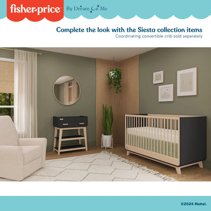Fisher-Price Iris/Siesta Changing Table by Dream On Me, Blush Pink, JPMA & Greenguard Gold Certified, with a Bottom Closed Drawer and Two Open Shelves for Storage