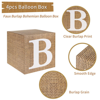RUBFAC Sage Green Baby Boxes with Letters for Baby Shower, 4pcs Safari Baby Shower Decorations for Boy Girl Balloon Boxes Gender Reveal Birthday Party Favors