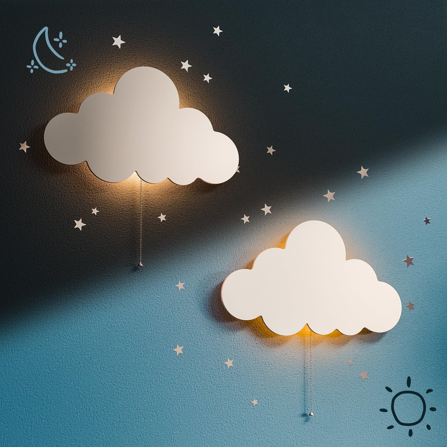 Tip perk Cloud Light - Floating Cloud Wall Lamp For Nursery | Cute Cloud Kids Bedroom Battery-operated Hanging Cloud Night Lights Cloud Cloud Baby