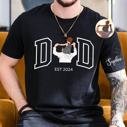 Custom Photo Shirt for Dad, Father's Day Tshirt, Personalized Daddy Portrait Shirt, Gifts Fathers Day for Papa Grandpa, Daddy Birthday Gifts, Gift for Husband, Customized Photo Hoodie