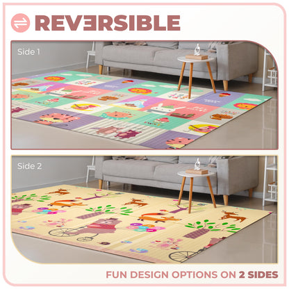 Sorbus Foldable Baby Play Mat, Kids Foam Mats for Floor with Travel Bag - Waterproof Foldable Play Mats for Babies, Infants, Toddlers, and Kids Playtime & Tummy Time 78x70x0.4 (Safari Party)
