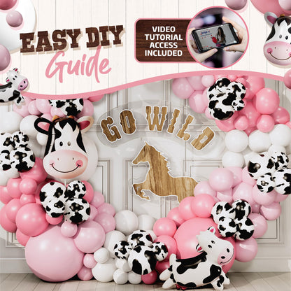 ALL-IN-1 Cow Balloon Arch Kit with BONUS Cows Balloons for Cow Party Decorations - Cowgirl Balloon Arch Kit for Cowgirl Baby Shower Decorations & Cows Birthday Party Decoration