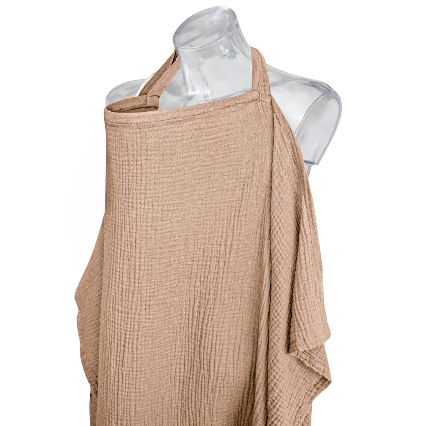 Konssy Muslin Nursing Cover for Baby Breastfeeding, Breathable 100% Cotton Breastfeeding Cover with Rigid Hoop for Mother Nursing Apron, Multi-use Carseat Canopy (Summer Wheat)