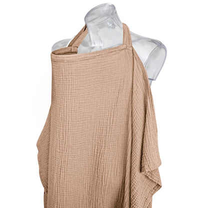 Konssy Muslin Nursing Cover for Baby Breastfeeding, Breathable 100% Cotton Breastfeeding Cover with Rigid Hoop for Mother Nursing Apron, Multi-use Carseat Canopy (Summer Wheat)