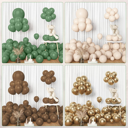 Amandir 153pcs Sage Green Balloon Garland Arch Kit, Different Sizes 18 12 10 5 inch Green Blush Gold Latex Metallic Confetti Gold Balloons for Birthday Baby Shower Wedding Safari Forest Decorations