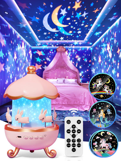 One Fire Baby Night Light Projector, 15 Sound Machine Star Projector for Kids Room,15 Films Star Light Projector 3-9 Year Old Girl Gifts Toys,Brightness Baby Night Lights for Nursery Kawaii Room Decor