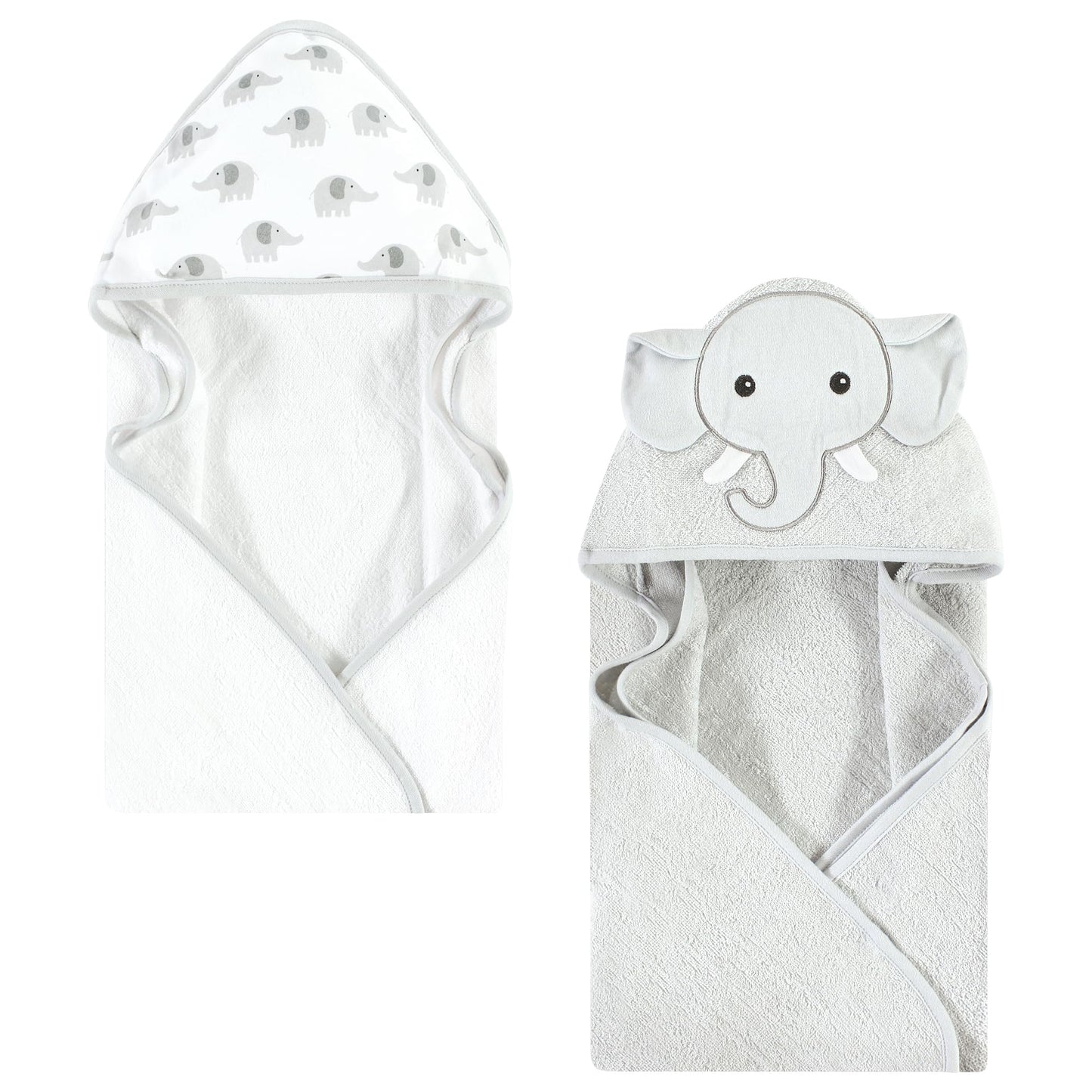 Hudson Baby Unisex Baby Cotton Animal Face Hooded Towel, Pretty Elephant, One Size