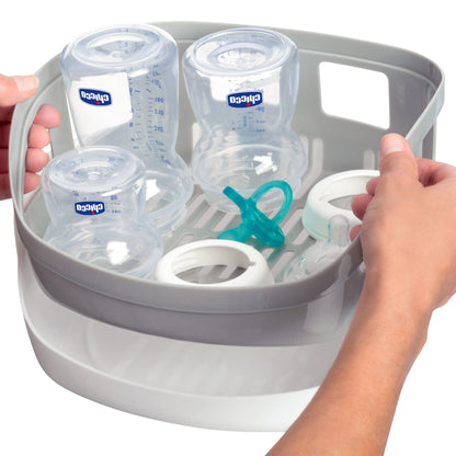 Chicco Advanced Electric Steam Sterilizer & Dryer for Baby Bottles, Feeding Accessories and More | Eliminates 99.9% of Germs | 4 Programming Options | 2 Configurations | Automatic Shut-Off