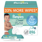Pampers Baby Wipes Aqua Pure, 99% water-based wipes, Hypoallergenic and Unscented Infant Wipe, 896 Total (16 Flip-Top Packs)
