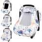 Pea Pod Car Seat Cover Baby, Infant Car Seat Canopy Covers for Newborn with 2 Layers Windows of Breathable Mesh Fabric, Lightweight Polyester/Soft Minky Dot Backing (Floral & Rainbow)