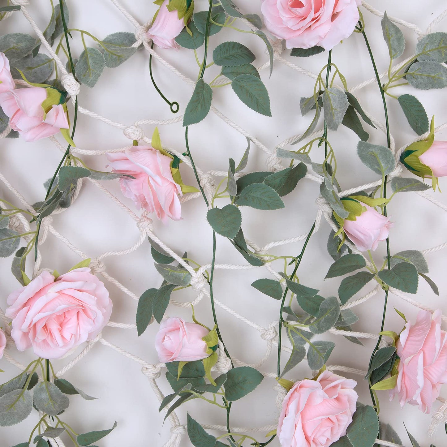 TELDRASSIL 4Pcs(26 FT) Artificial Rose Vine Fake Flower Garland Fake Silk Rose Hanging Vine for Wedding Party Background Arch Garden Background Decoration (Pink)
