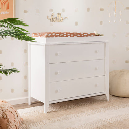 Babyletto Sprout 3-Drawer Changer Dresser with Removable Changing Tray in Washed Natural and White, Greenguard Gold Certified
