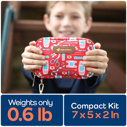 KeepGoing Travel First Aid Kit for Kids – 130 Pc. for Car, Home, Purse, Diaper Bag & Backpack with Latex-Free Bandages - Mini First Aid Kit Travel Size TSA-Approved