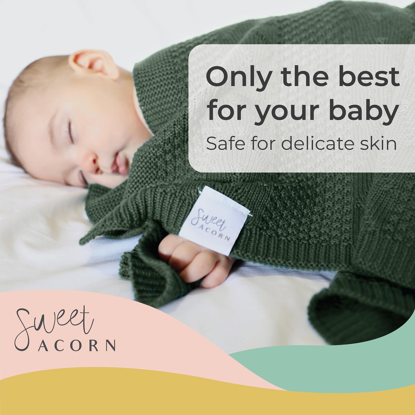 Knit Baby Blanket in Elegant Pattern, Organic Cotton Blankets for Crib or Stroller, Receiving Blankets - Salt White
