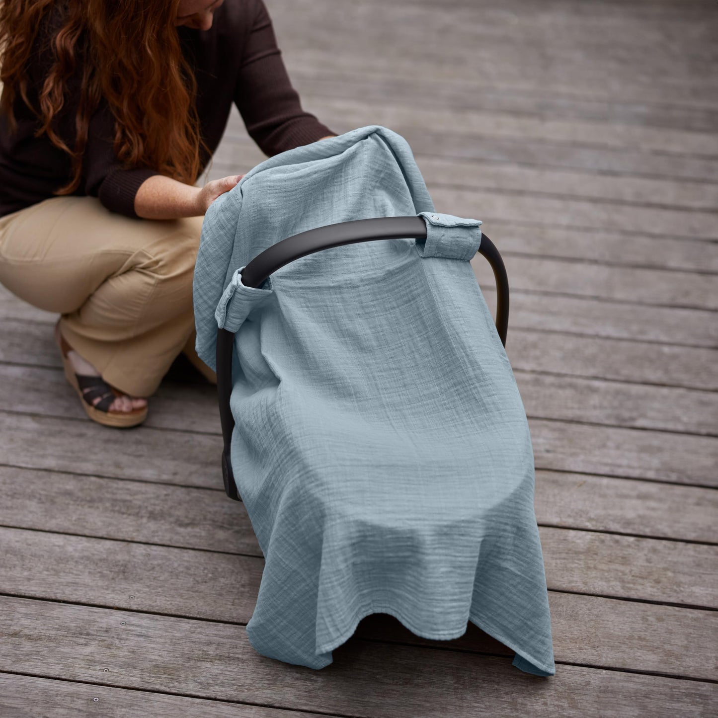 Car Seat Cover Baby - Organic Cotton - Carseat Covers Baby - Carseat Cover - Car Seat Canopy - Carseat Canopy - 100% Muslin Cotton, 43" x 32" (Soft Grey)
