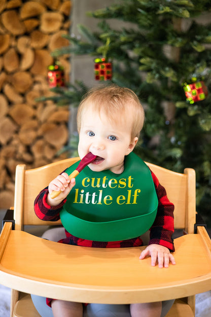Pearhead Silicone Bib Set of 2, You're a Peach & Light Yellow Waterproof Bibs with Food Catcher, Adjustable Fit, Dishwasher Safe, Unisex Toddler Bib Set