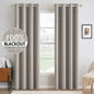 MIULEE 100% Blackout Linen Textured Curtains for Bedroom Solid Thermal Insulated Natural Beige Grommet Room Darkening Curtains & Drapes Luxury Decor for Living Room Nursery 52 x 84 Inch (2 Panels)