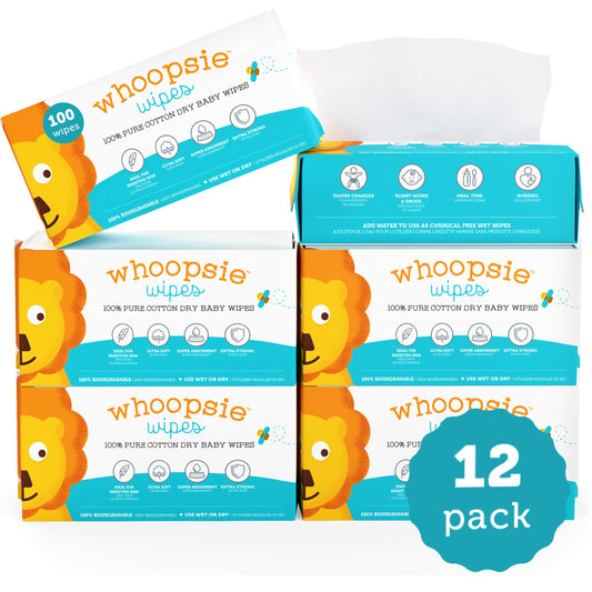 100% Pure Cotton Dry Wipes | 600 Count | Use Wet or Dry | Soft & Sensitive | Hypoallergenic | Extra Strong & Absorbent | Perfect for Diaper Changes, Runny Noses, Drool, Meal Time & Nursing