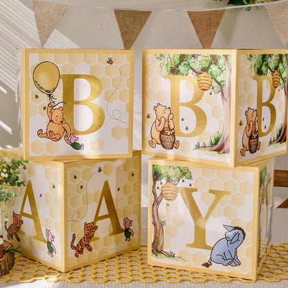 Kate Aspen Woodland Baby Shower Boxes with Letters for Baby Shower Gender Reveal Decorations Photo Prop & Forest Animal Nursery Decor (Set of 4 Blocks Spells Baby)