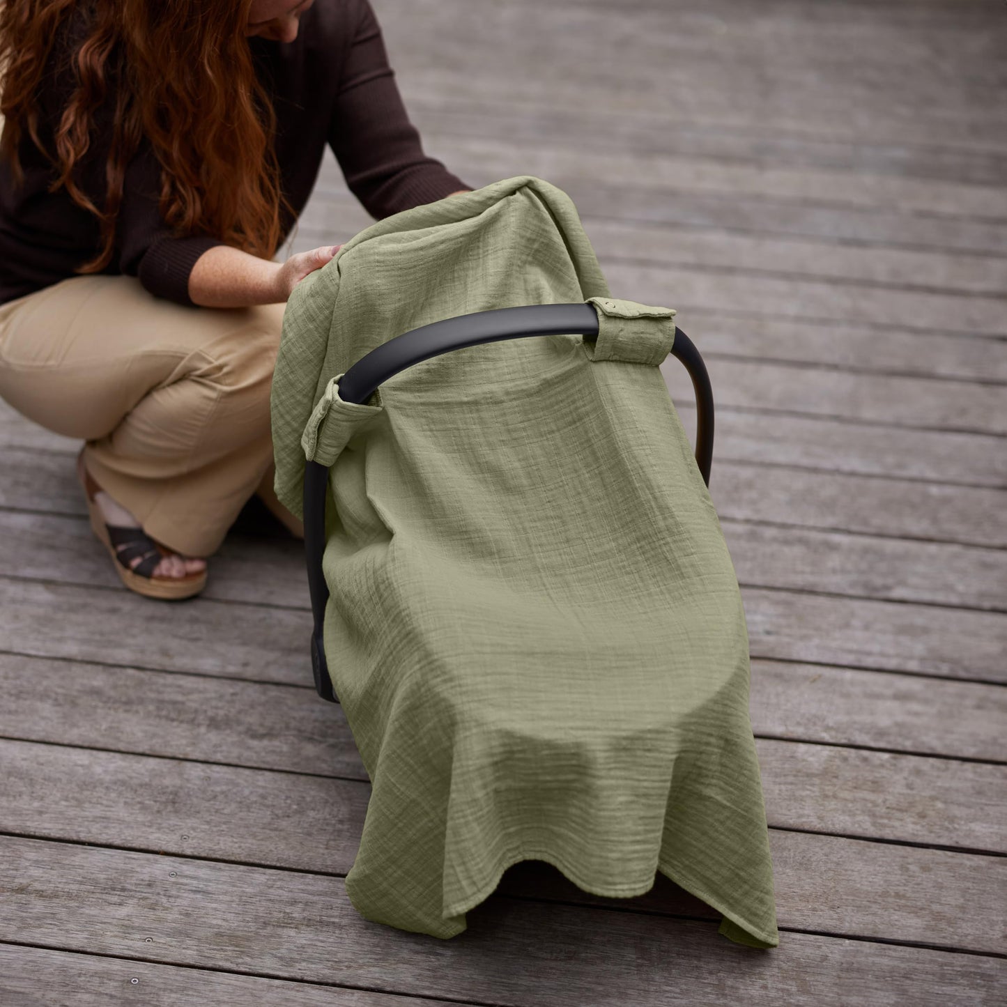 Car Seat Cover Baby - Organic Cotton - Carseat Covers Baby - Carseat Cover - Car Seat Canopy - Carseat Canopy - 100% Muslin Cotton, 43" x 32" (Soft Grey)