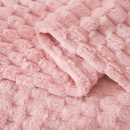 HOMRITAR Baby Blanket for Boys or Girls 3D Jacquard Fluffy Fuzzy Soft Warm Cozy Flannel Fleece Warm Blanket for Nursery, Stroller Toddler Bedding (30 x 40 Inch, Blue)
