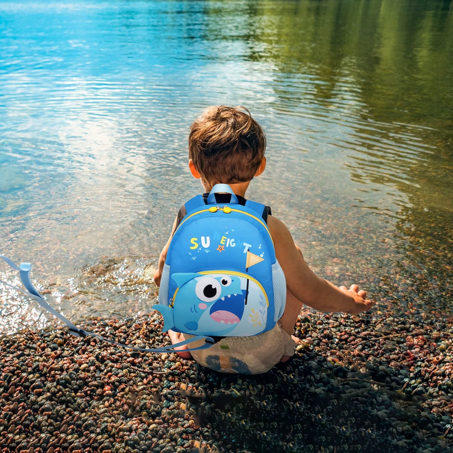 SUN EIGHT Preschool Backpack with Anti-Lost Harness Toddler Backpack School Bag 3D Cartoon Lunch Backpack for Toddler Girls 1-4 Years(Butterfly)