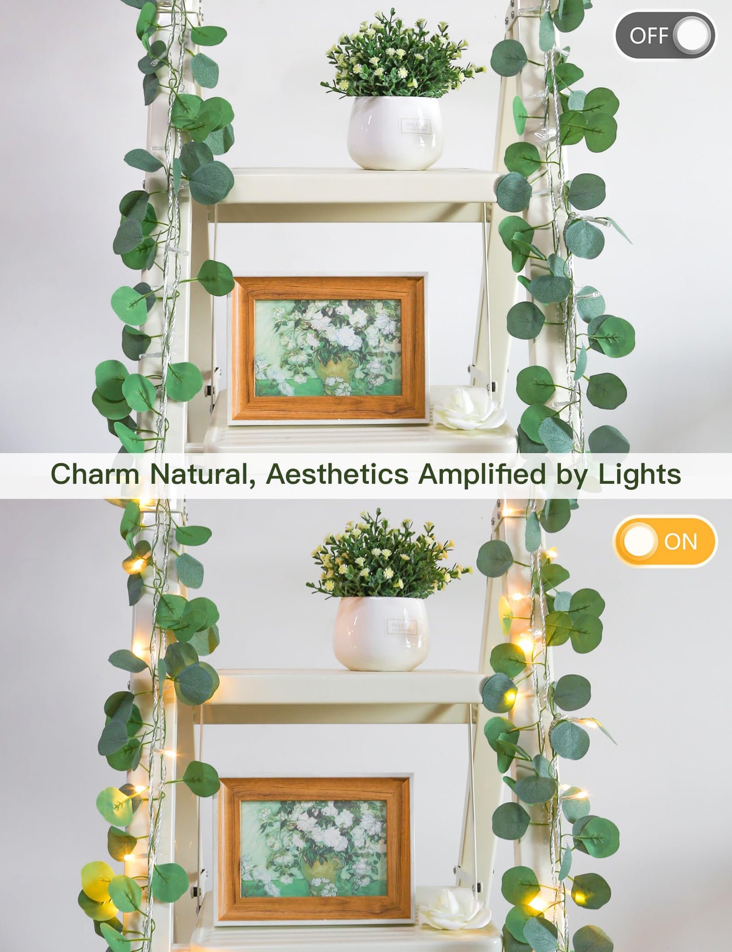 suddus Vine with Fairy Lights Battery Operated, 33ft 100 LED Ivy String Lights with Remote, Leaf Lights for Bedroom, Room, Wall, Garden, Party, Wedding Decor (Warm White)