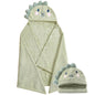 Unisex Toddler Bath Towel with Hood, 27.5"X55", Green, Anime Dinosaur Pattern, Coral Fleece, Machine Wash, 1 Count