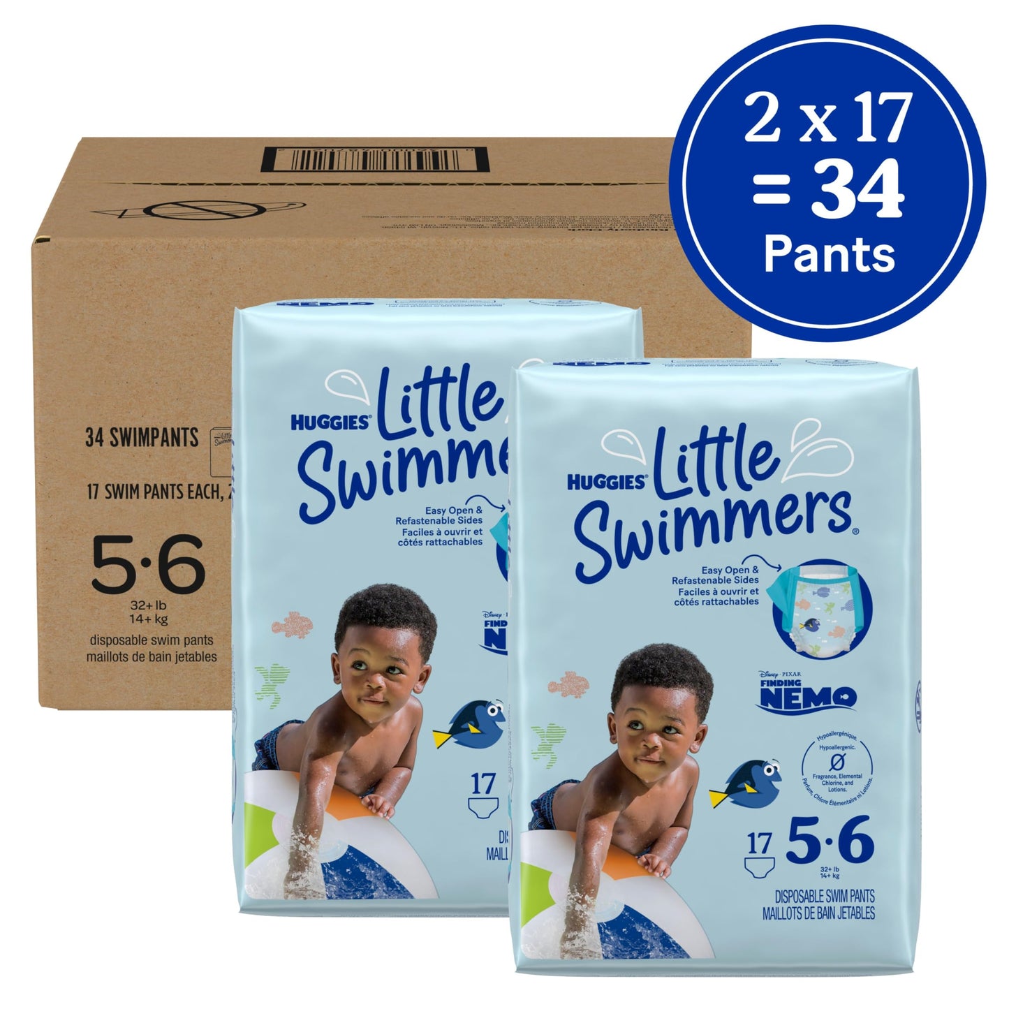 Huggies Little Swimmers Disposable Swimming Diapers, Size 4 (24-34 lbs), 18 Ct