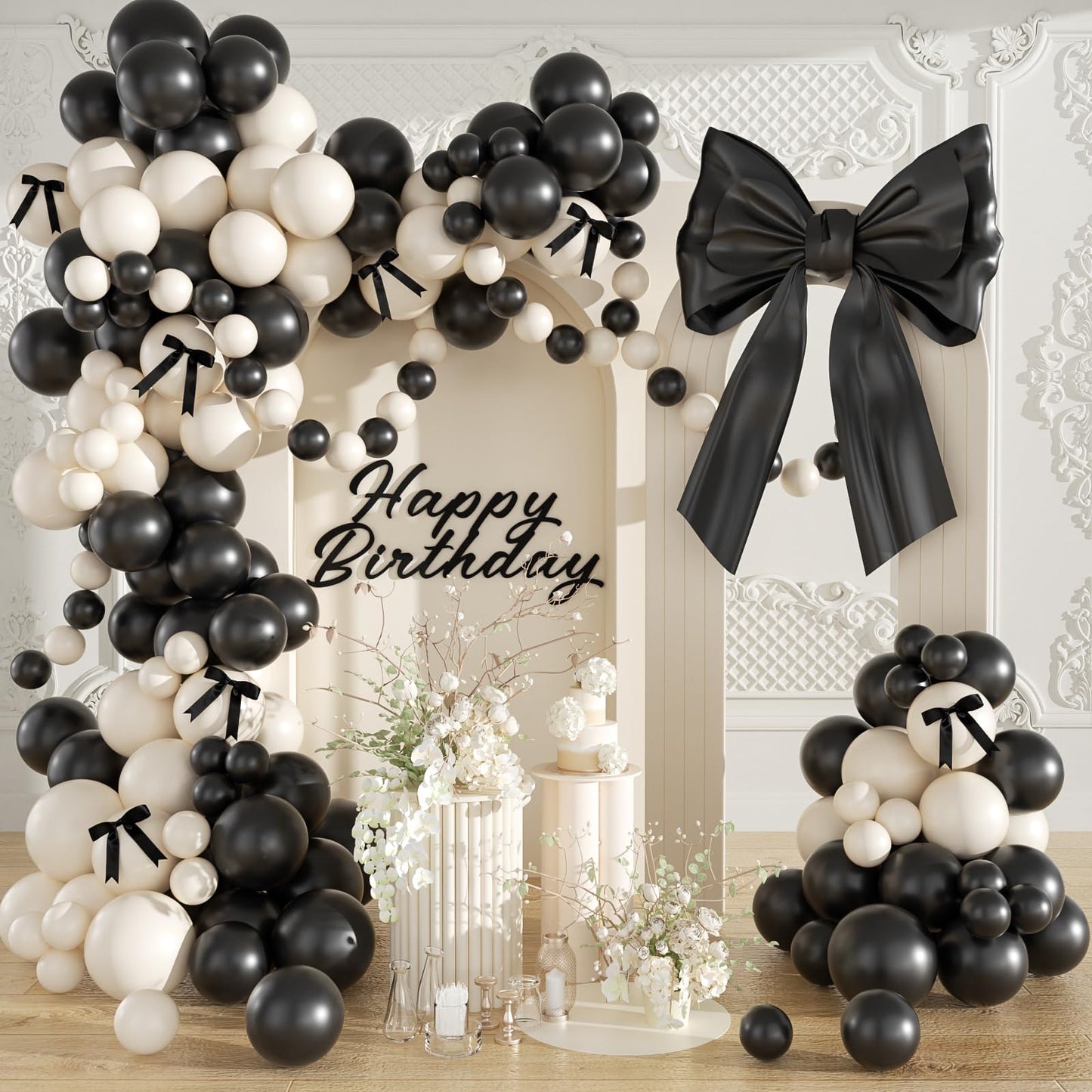 Pink Balloon Garland Arch Kit, Coquette Birthday Decorations 176Pcs Bow Long Balloons White and Pink Different Sizes for Wedding Bridal Baby Shower Bachelorette Party