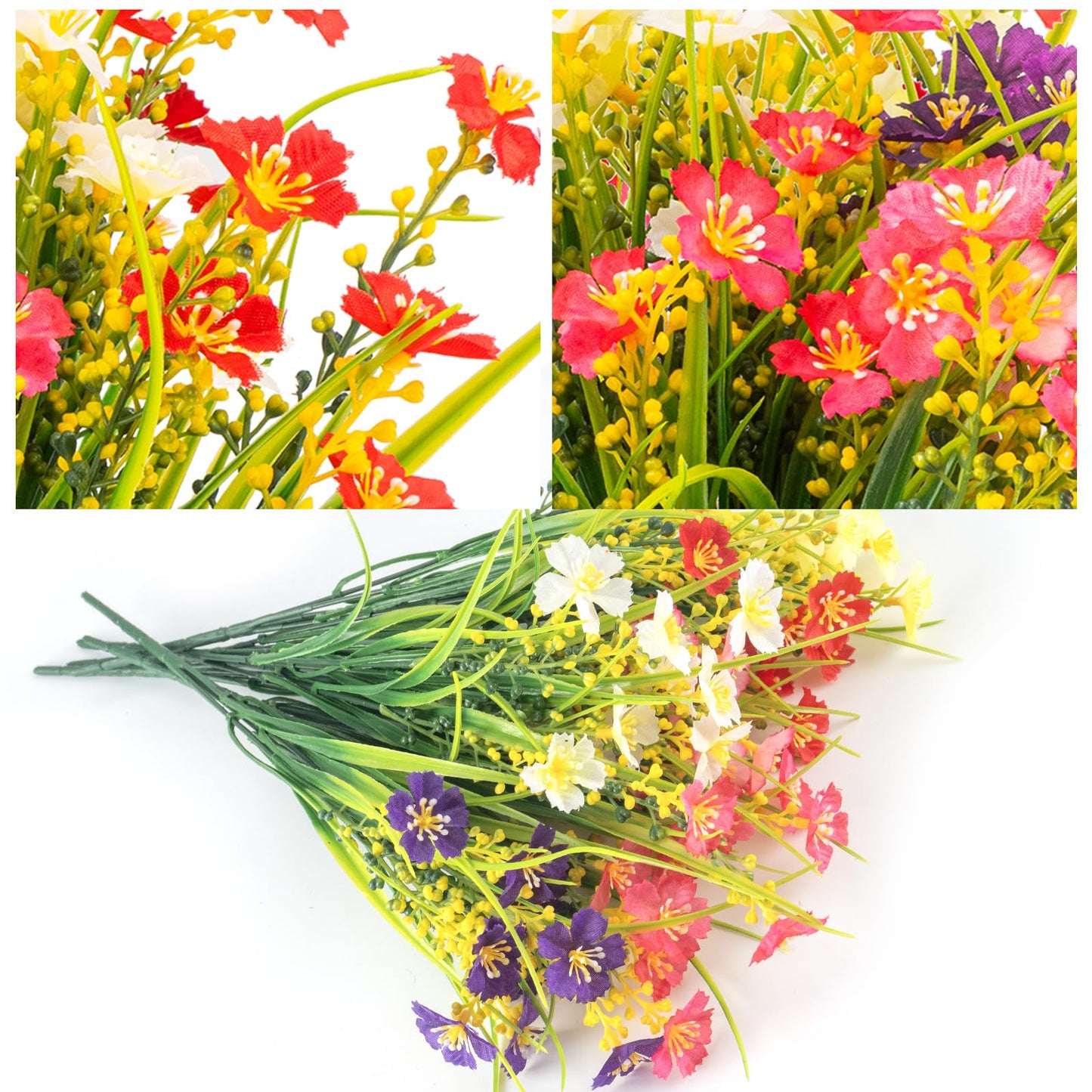 12 Bundles Artificial Flowers Outdoor UV Resistant Fake Plastic Plants Indoor Outside Hanging Plants Garden Porch Window Box Home Wedding Farmhouse Festive Shrub Decor (Pink)