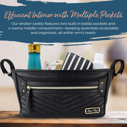 Itzy Ritzy Adjustable Stroller Caddy and Organizer Bag Featuring Front Zippered Pocket, 2 Built-in Interior Pockets & Adjustable Straps to Fit Nearly Any Stroller (Chai)
