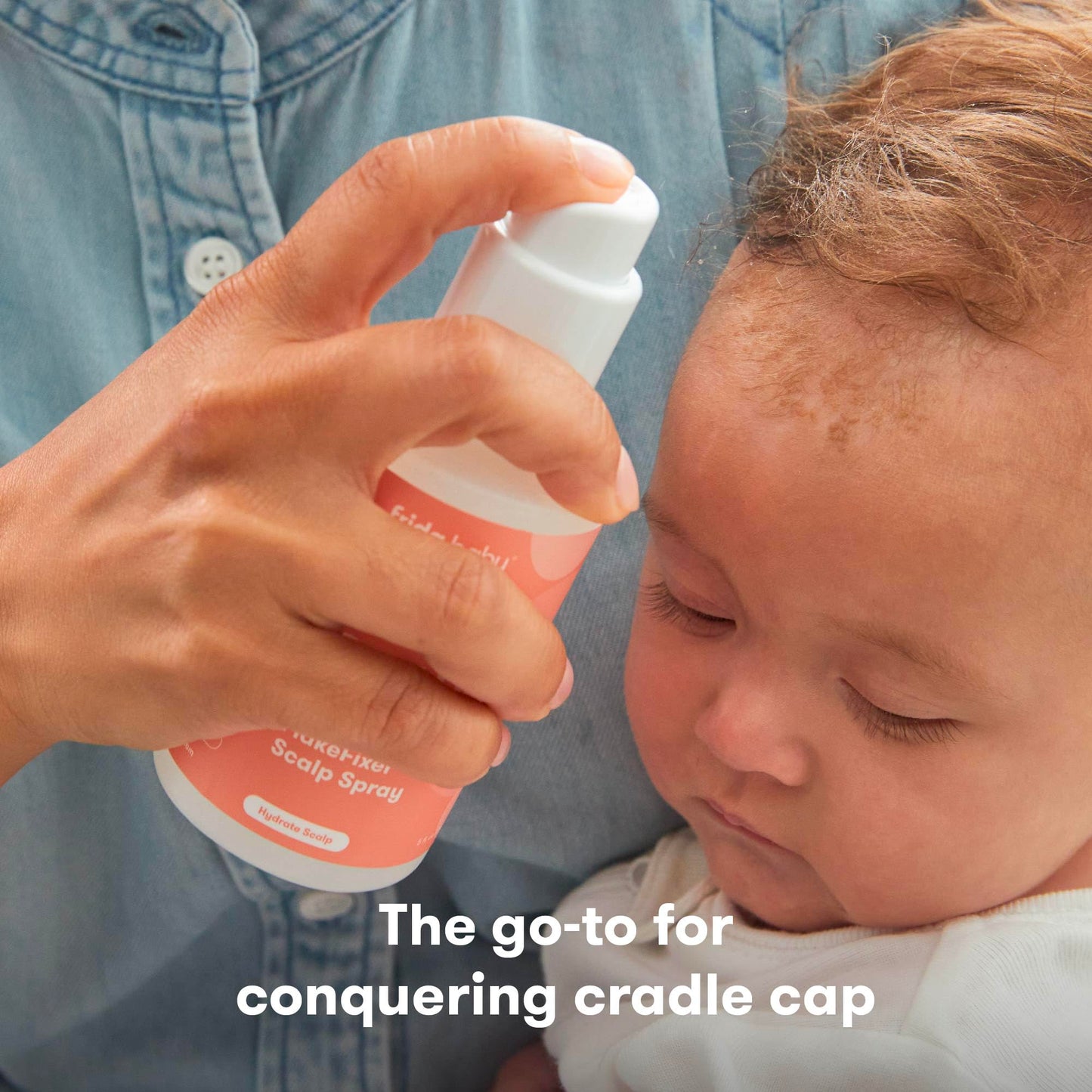 Frida Baby The 3-Step Cradle Cap System, DermaFrida The FlakeFixer, Sponge, Brush, Comb and Storage Stand for Babies with Cradle Cap, White-Blue