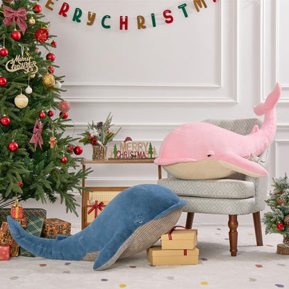 Tezituor 43.3 inch Giant Whale Stuffed Animal, Large Stuffed Whale Plush Ocean Toys, Hugging 4ft Soft Whale Plush Pillow for Girls Boys