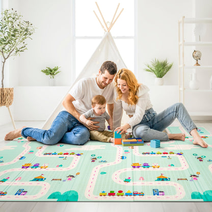 Sorbus Foldable Baby Play Mat, Kids Foam Mats for Floor with Travel Bag - Waterproof Foldable Play Mats for Babies, Infants, Toddlers, and Kids Playtime & Tummy Time 78x70x0.4 (Safari Party)