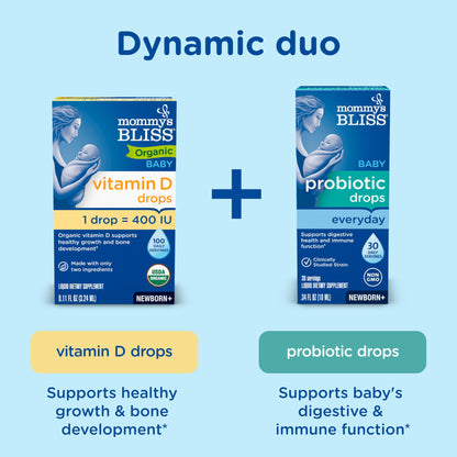 Mommy's Bliss Organic Baby Vitamin D Drops | Promotes Healthy Growth and Bone Development | Age Newborn+ | 0.11 Fl Oz (100 Servings)