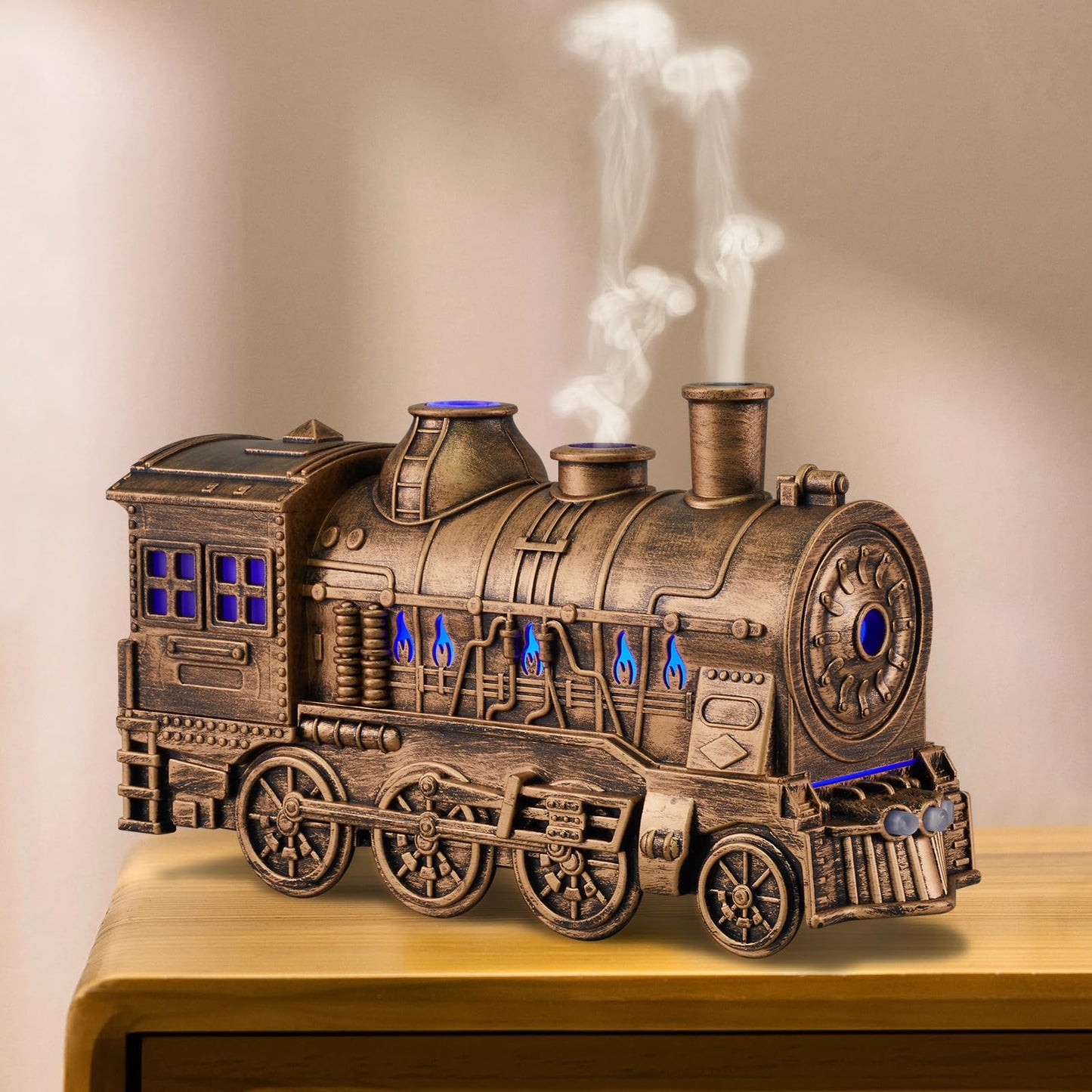 Humidifiers for Bedroom, Cool Quiet Steam Train Looking Mist Air Humidifier Diffuser for Home Baby Nursery & Plants and Auto Shut-off & No Remote Included. (Black)