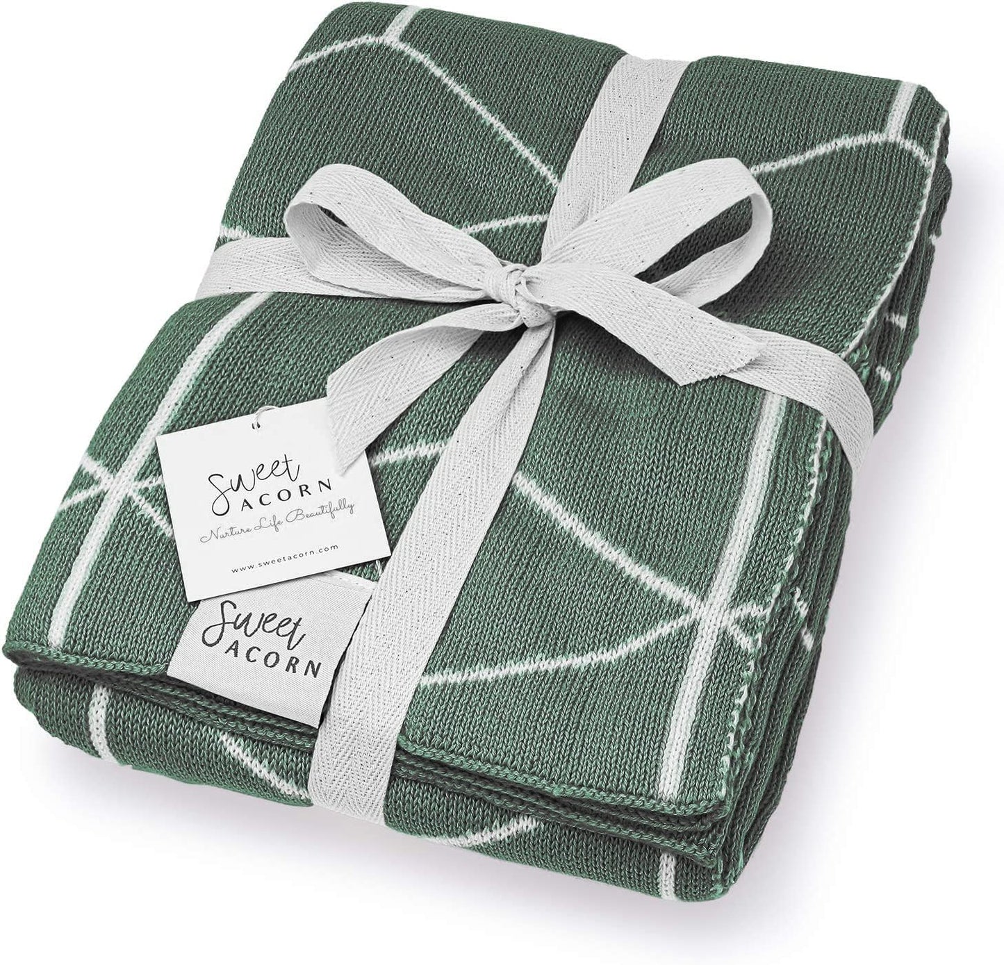 Knit Baby Blanket in Elegant Pattern, Organic Cotton Blankets for Crib or Stroller, Receiving Blankets - Salt White