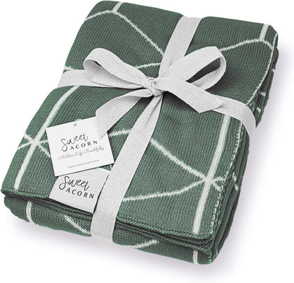 Knit Baby Blanket in Elegant Pattern, Organic Cotton Blankets for Crib or Stroller, Receiving Blankets - Salt White