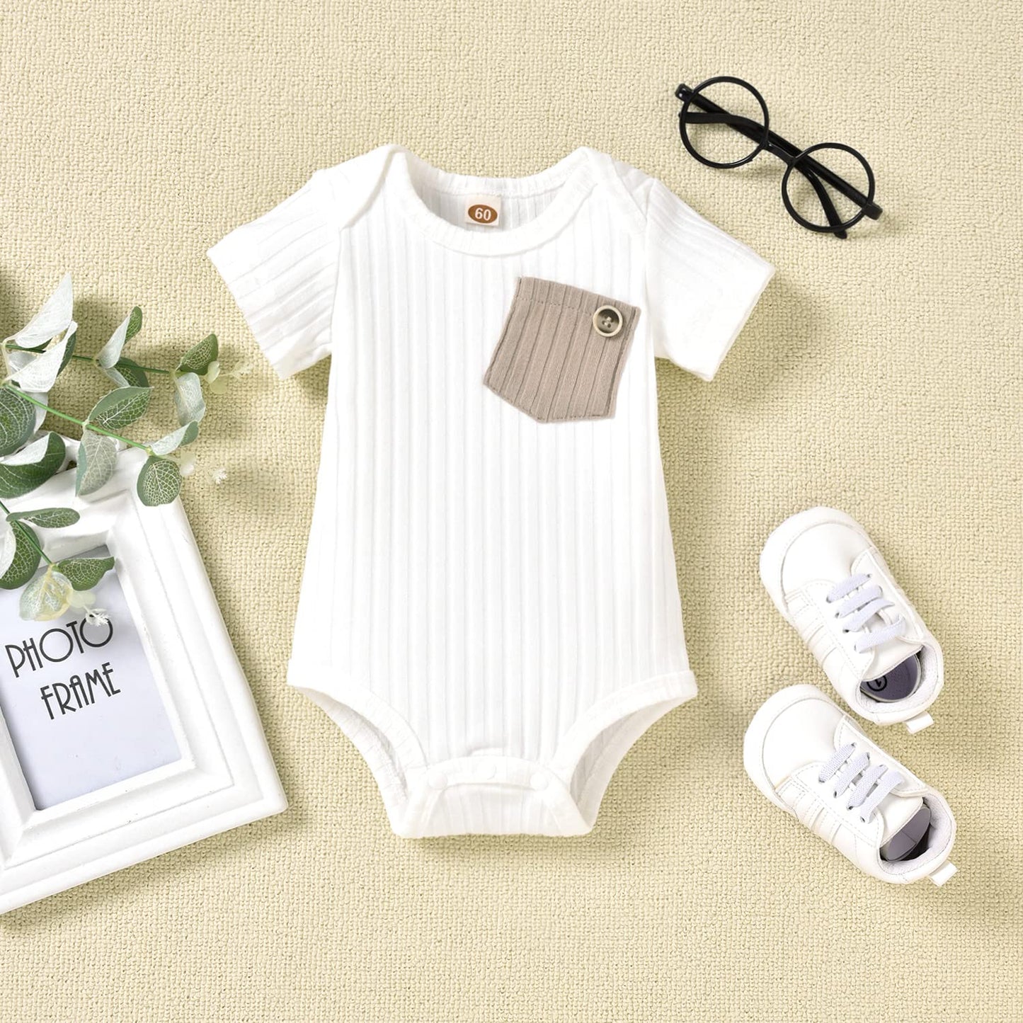 Unutiylo Baby Boy Outfits 0-12 Months Short Sleeve Romper Suspenders Pants Spring Summer clothes